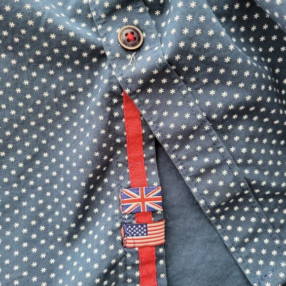 Lon NYC Star Pattern Short Sleeve Button Up Shirt Medium - Picture 9 of 11